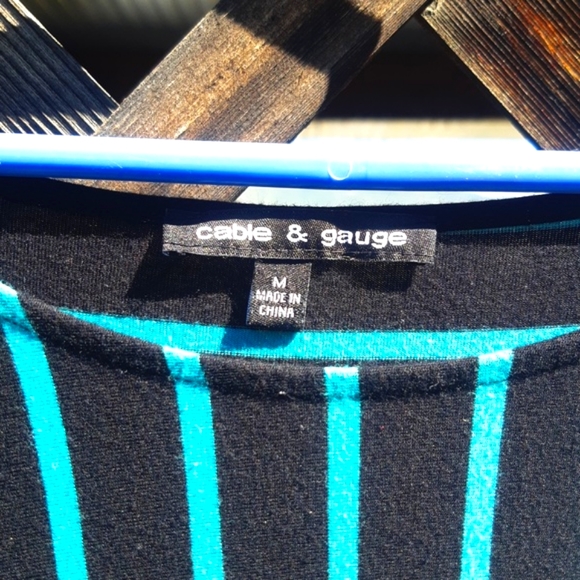 Cable and Gauge Teal striped Geo. Shirt - Picture 6 of 8